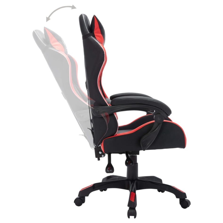 Silla gaming con luces LED RGB cuero sintético rojo y