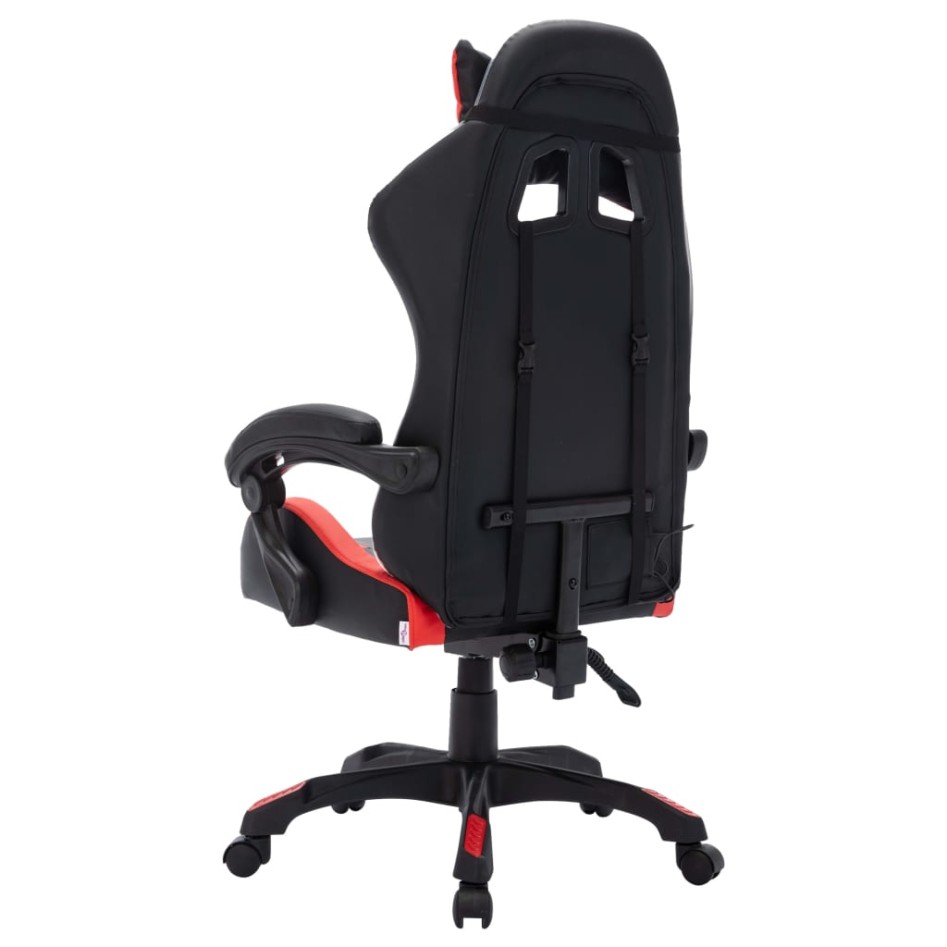 Silla gaming con luces LED RGB cuero sintético rojo y