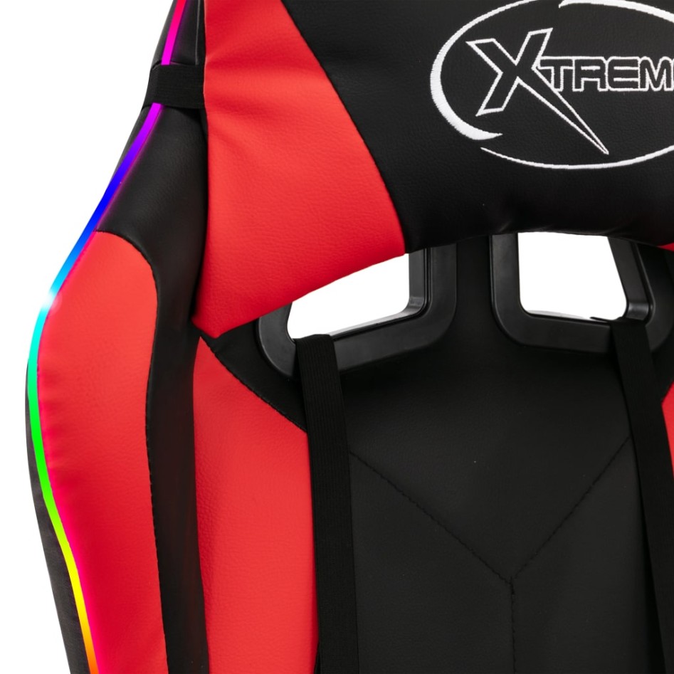Silla gaming con luces LED RGB cuero sintético rojo y