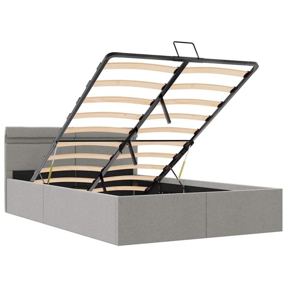 Cama hidráulica almacenaje sin colchón gris claro 140x200