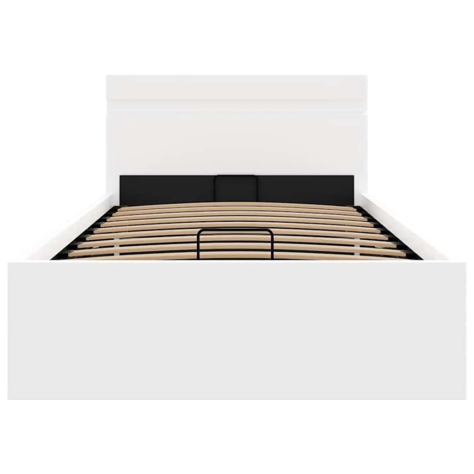 Cama canapé hidráulica con LED sin colchón blanco 90x200
