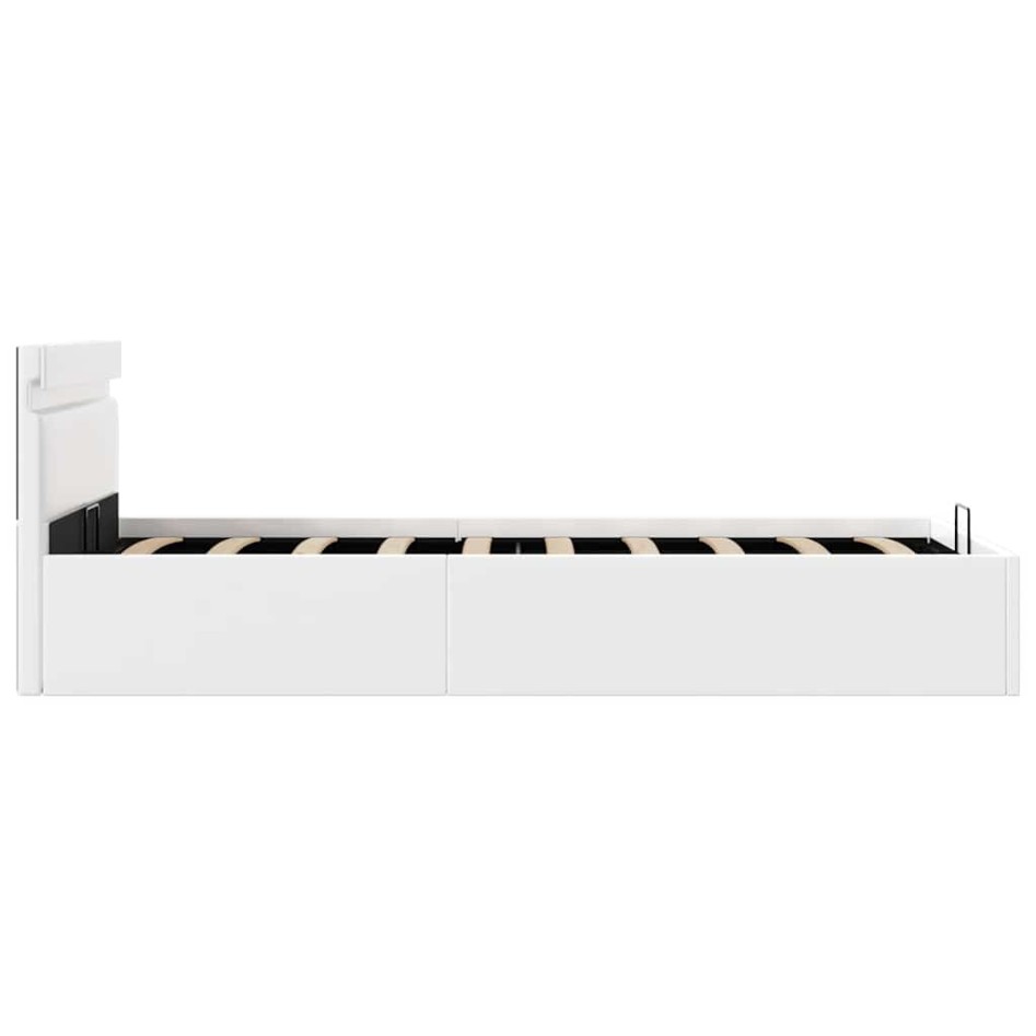 Cama canapé hidráulica con LED sin colchón blanco 90x200