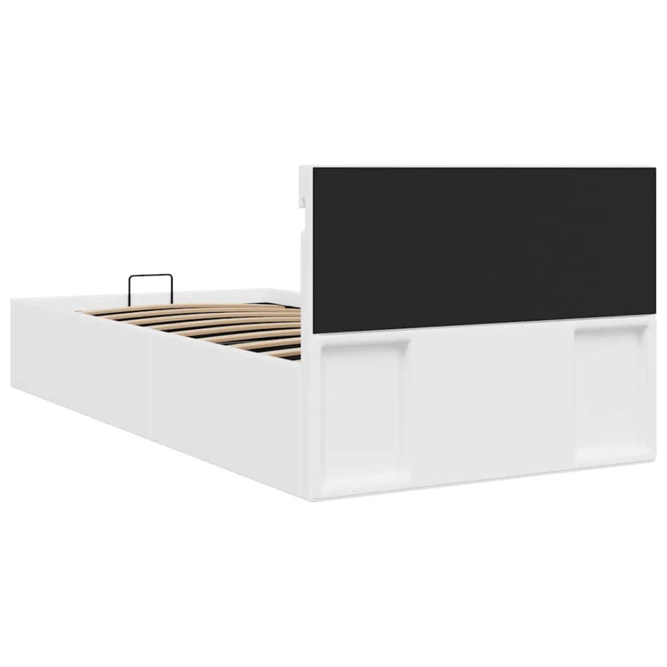Cama canapé hidráulica con LED sin colchón blanco 90x200