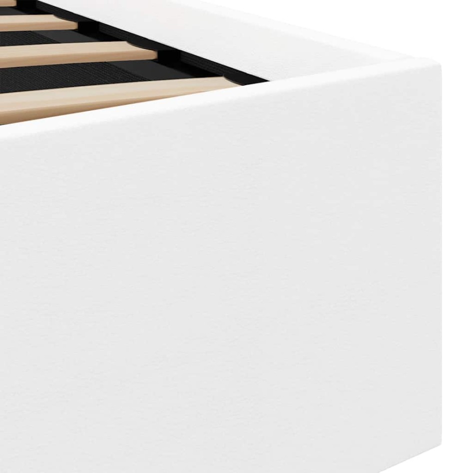 Cama canapé hidráulica con LED sin colchón blanco 90x200