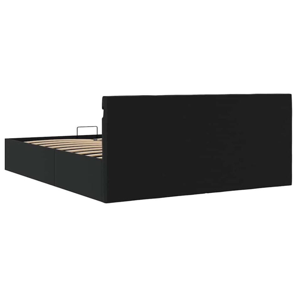 Cama hidráulica almacenaje LED sin colchón negro 160x200