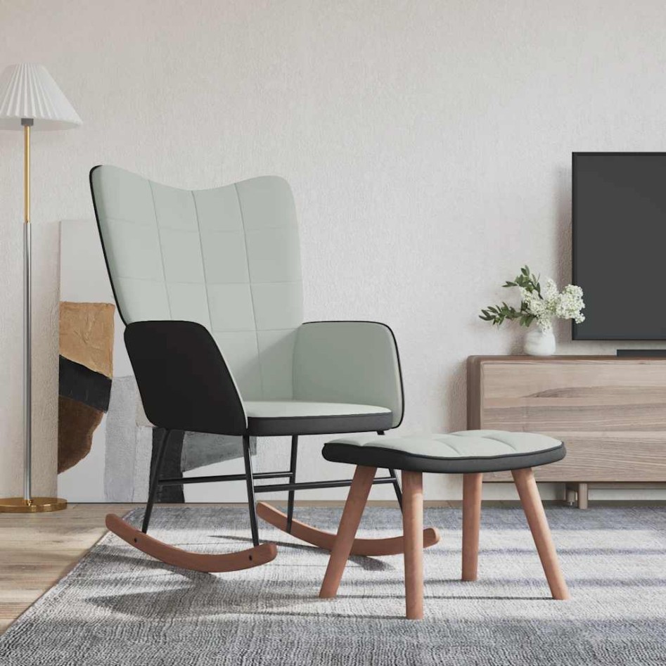 Sillón de relax con taburete terciopelo gris claro y