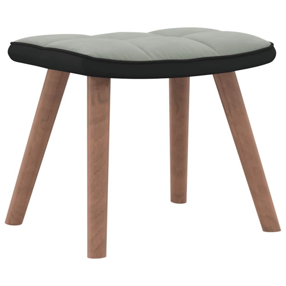 Sillón de relax con taburete terciopelo gris claro y