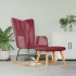 Silla mecedora con reposapiés tela rojo