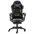 Silla gaming con reposapiés cuero sintético negro y