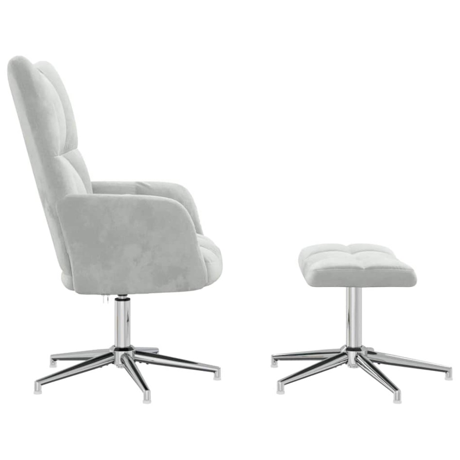 Sillón de relax con taburete terciopelo gris