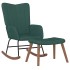 Silla mecedora con reposapiés terciopelo verde