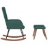 Silla mecedora con reposapiés terciopelo verde