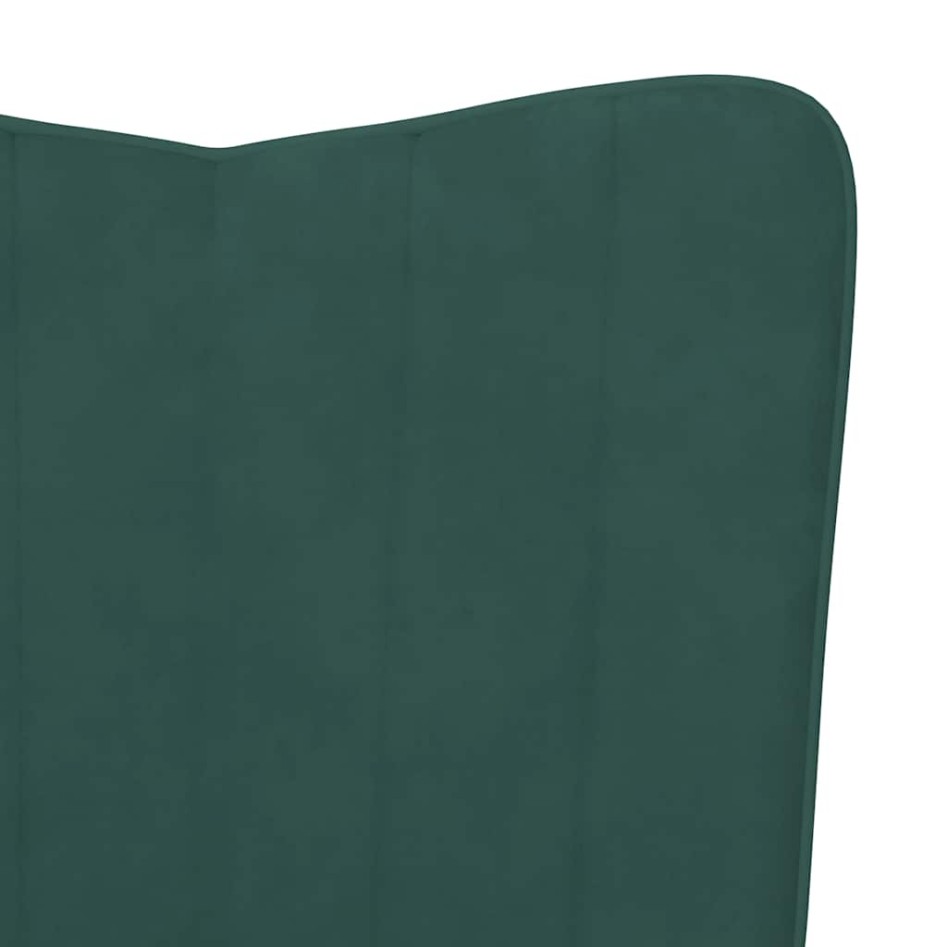 Silla mecedora con reposapiés terciopelo verde