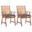 Sillas comedor de jardín 2 uds madera maciza acacia y cojines