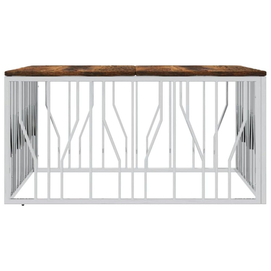 Mesa de centro acero inoxidable y madera reciclada