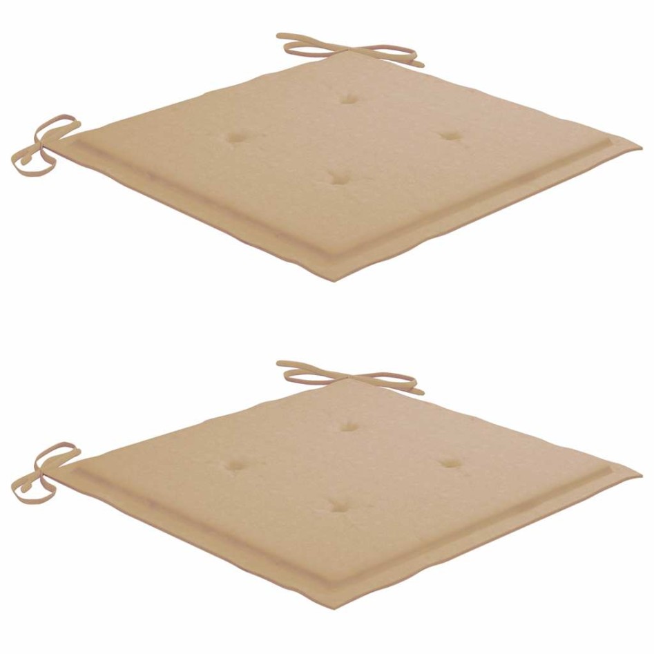 Sillas de jardín plegables 2 uds cojines madera maciza