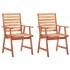 Sillas comedor de jardín 2 uds madera maciza acacia y