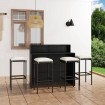 Juego de muebles de bar de jardín de 5 piezas y cojines negro