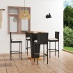 Set de muebles de bar de jardín 5 pzas y cojines ratán PE negro