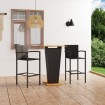 Conjunto de bar para jardín 3 piezas negro