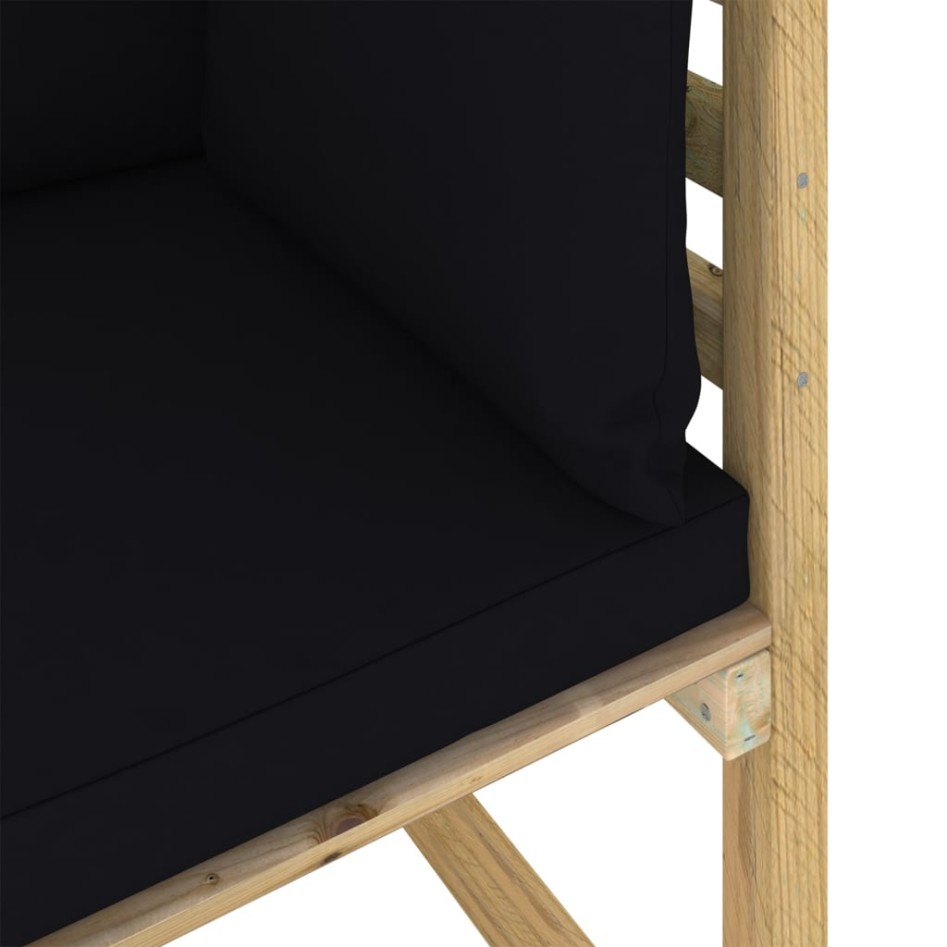 Sofá de jardín de esquina cojines 2 uds madera impregnada