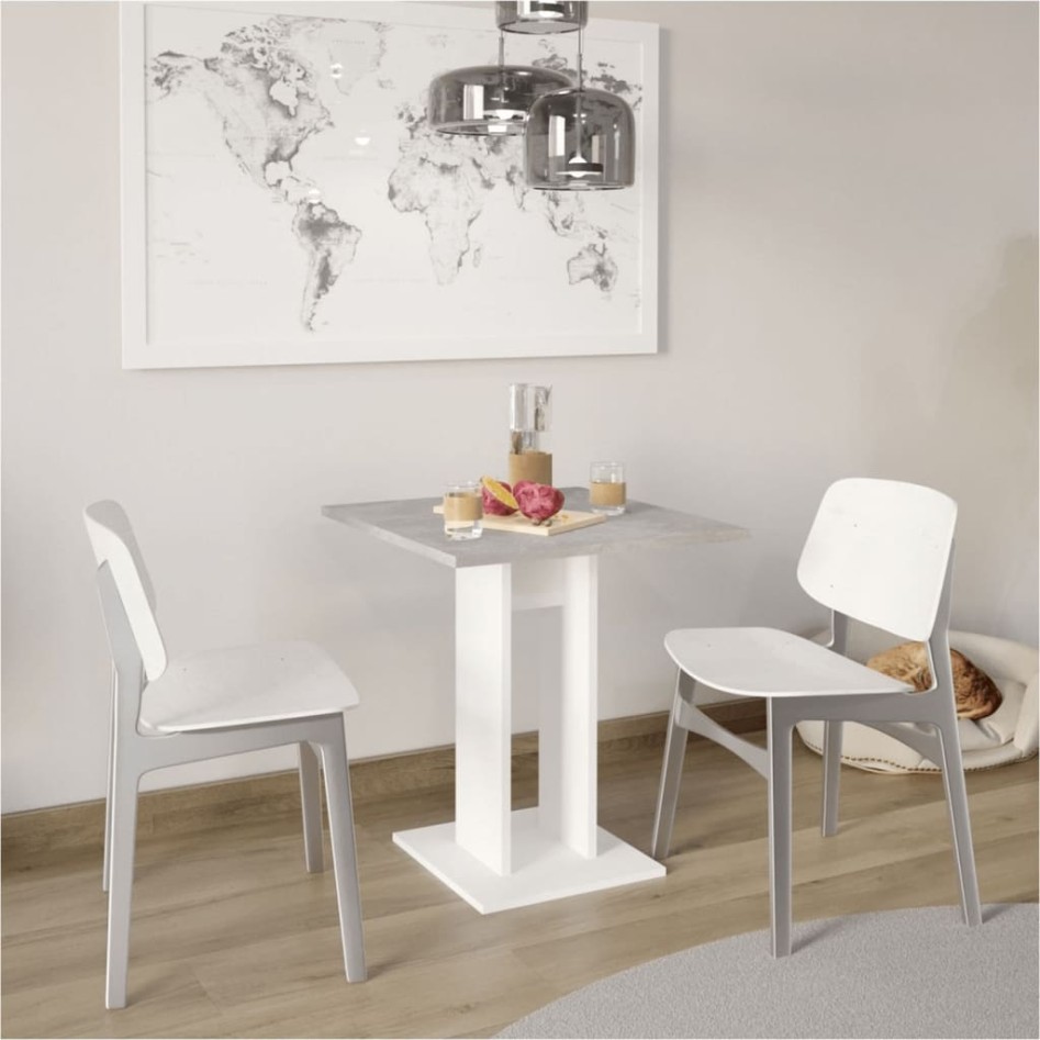 FMD Mesa de comedor gris hormigón y blanco 70