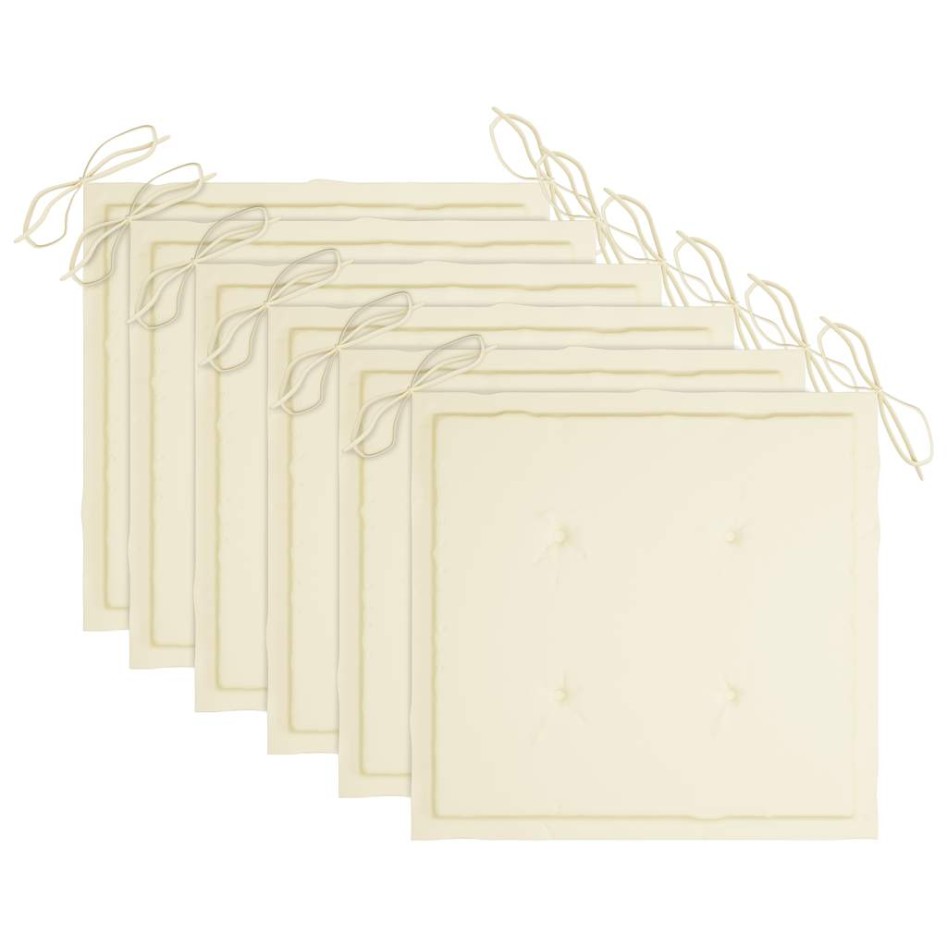 Sillas de jardín plegables 6 uds cojines madera maciza