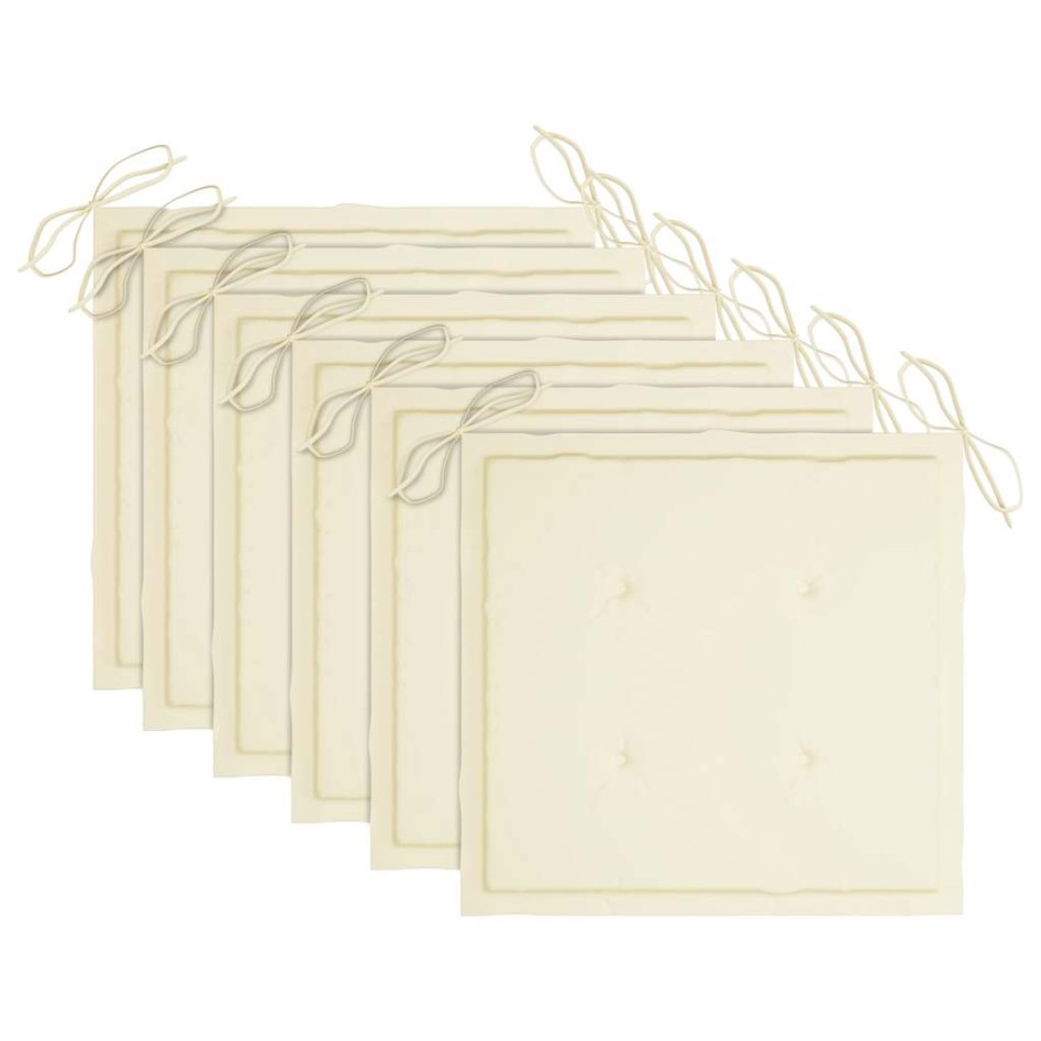 Sillas de jardín 6 uds con cojines crema madera de