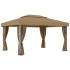 Cenador con cortina gris taupe aluminio 4x3