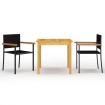 Juego de comedor para jardín 3 piezas negro