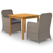 Juego de comedor para jardín de 3 piezas marrón