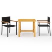 Juego de comedor para jardín 3 piezas negro