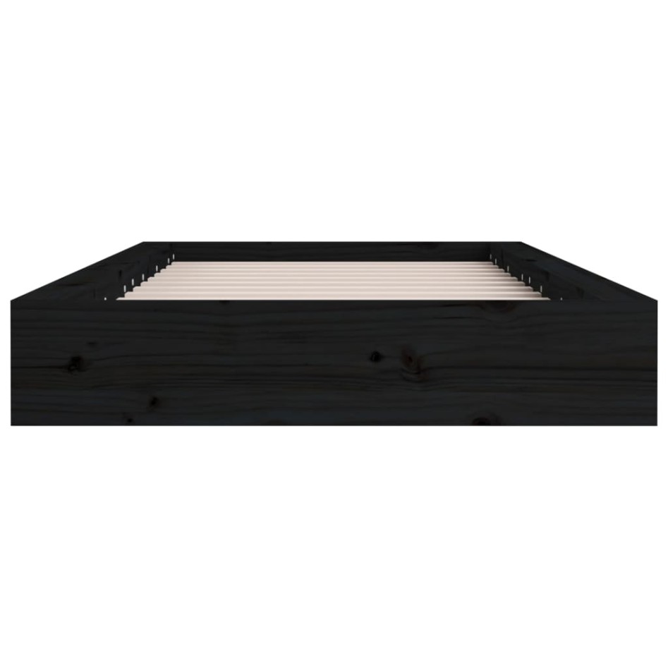 Estructura cama madera maciza individual negro 75x190