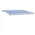Toldo manual retráctil azul y blanco 450x350