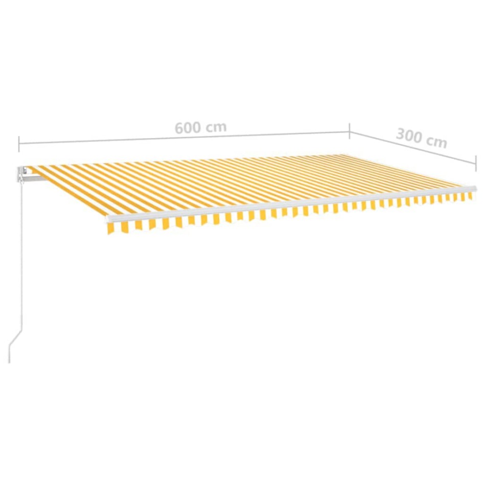 Toldo retráctil manual con luz LED amarillo y blanco 600x300