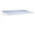 Toldo manual retráctil con LED azul y blanco 600x350