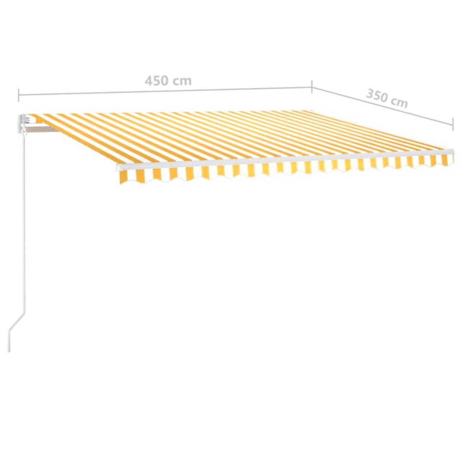 Toldo manual retráctil con LED amarillo y blanco 450x350