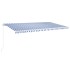 Toldo retráctil manual azul y blanco 600x350