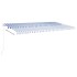Toldo retráctil manual azul y blanco 600x350