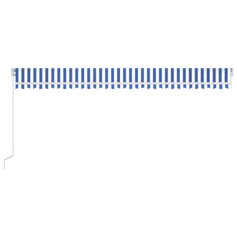 Toldo retráctil manual azul y blanco 600x350