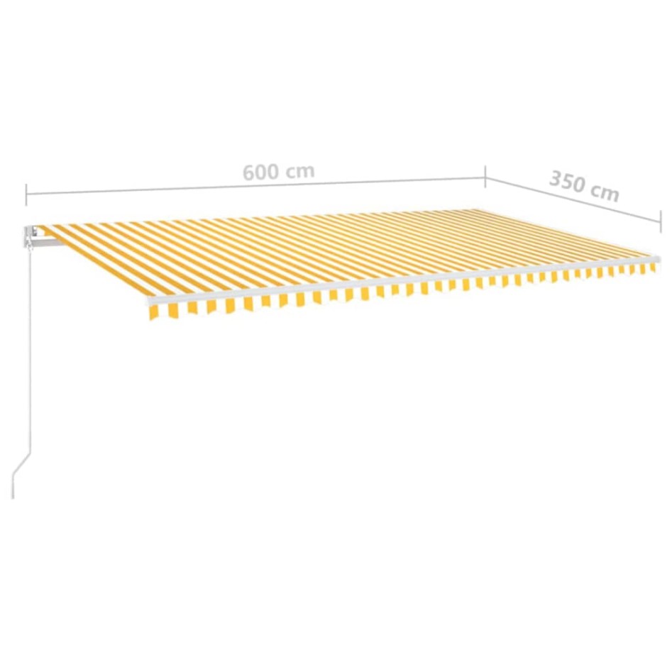 Toldo manual retráctil con LED amarillo y blanco 600x350