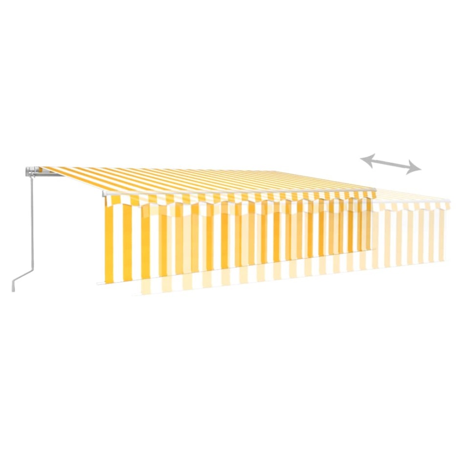 Toldo retráctil manual con persiana amarillo y blanco 6x3
