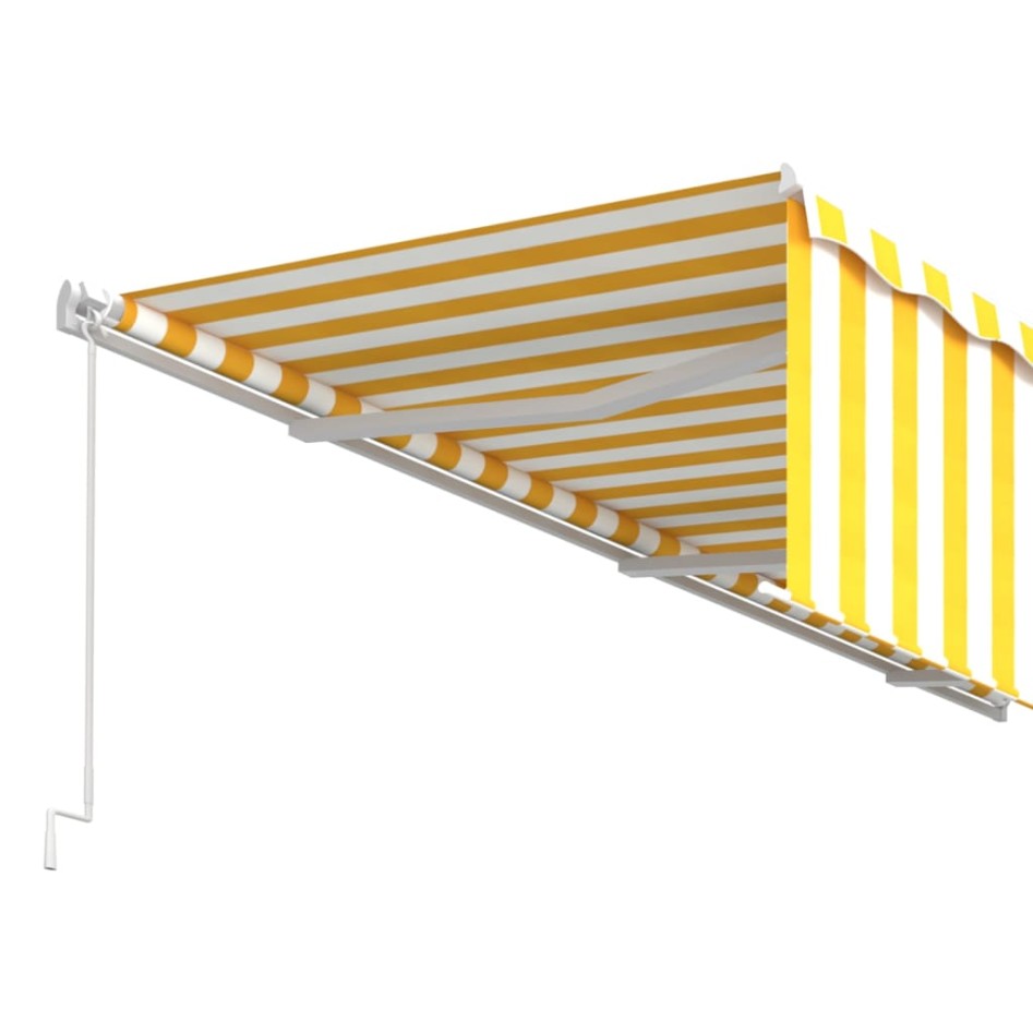 Toldo retráctil manual con persiana amarillo y blanco 6x3