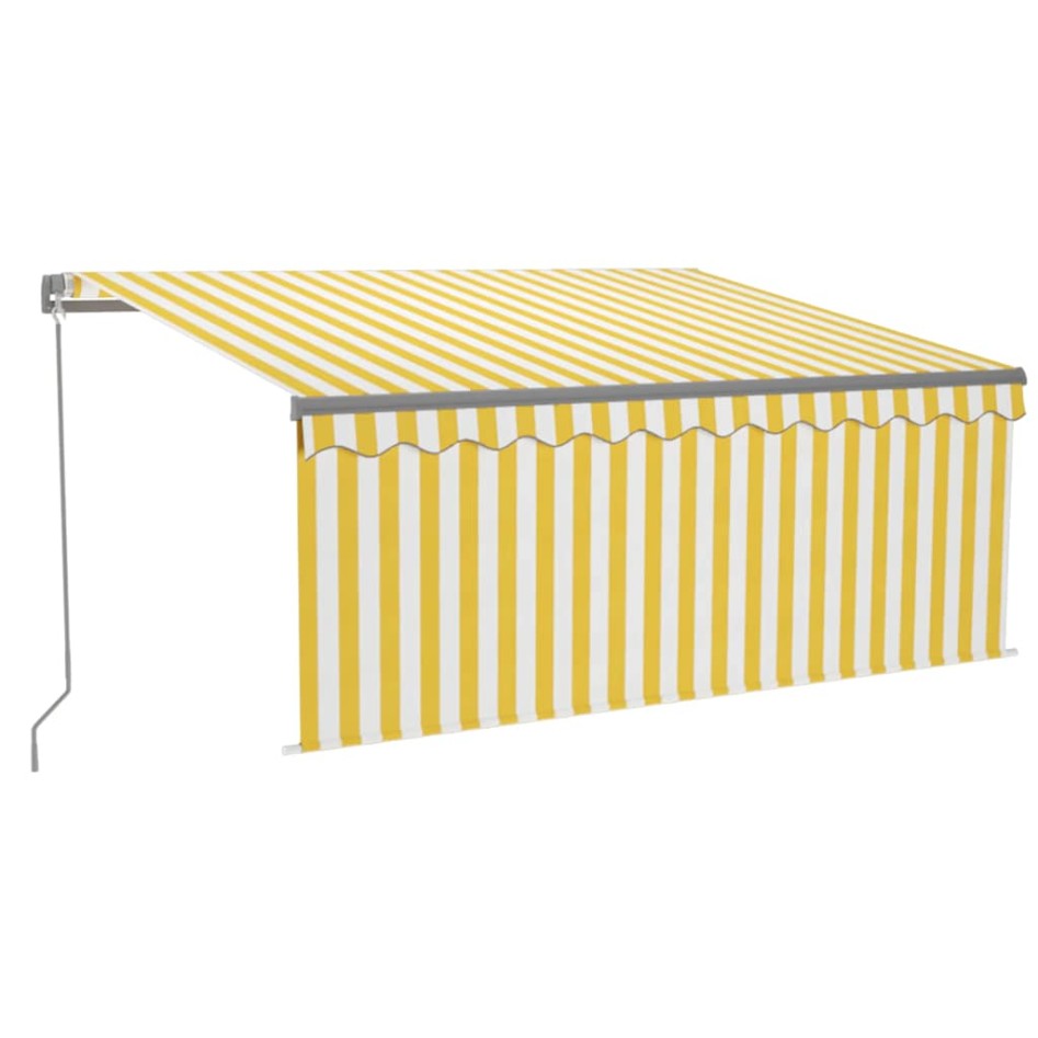 Toldo retráctil manual con persiana amarillo y blanco 3,5x2,5