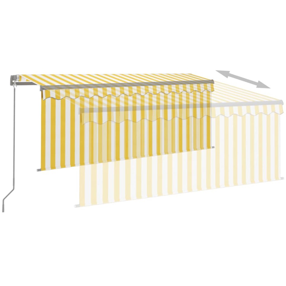 Toldo retráctil manual con persiana amarillo y blanco 3,5x2,5