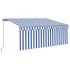 Toldo retráctil manual con persiana y LED azul y blanco 3x2,5