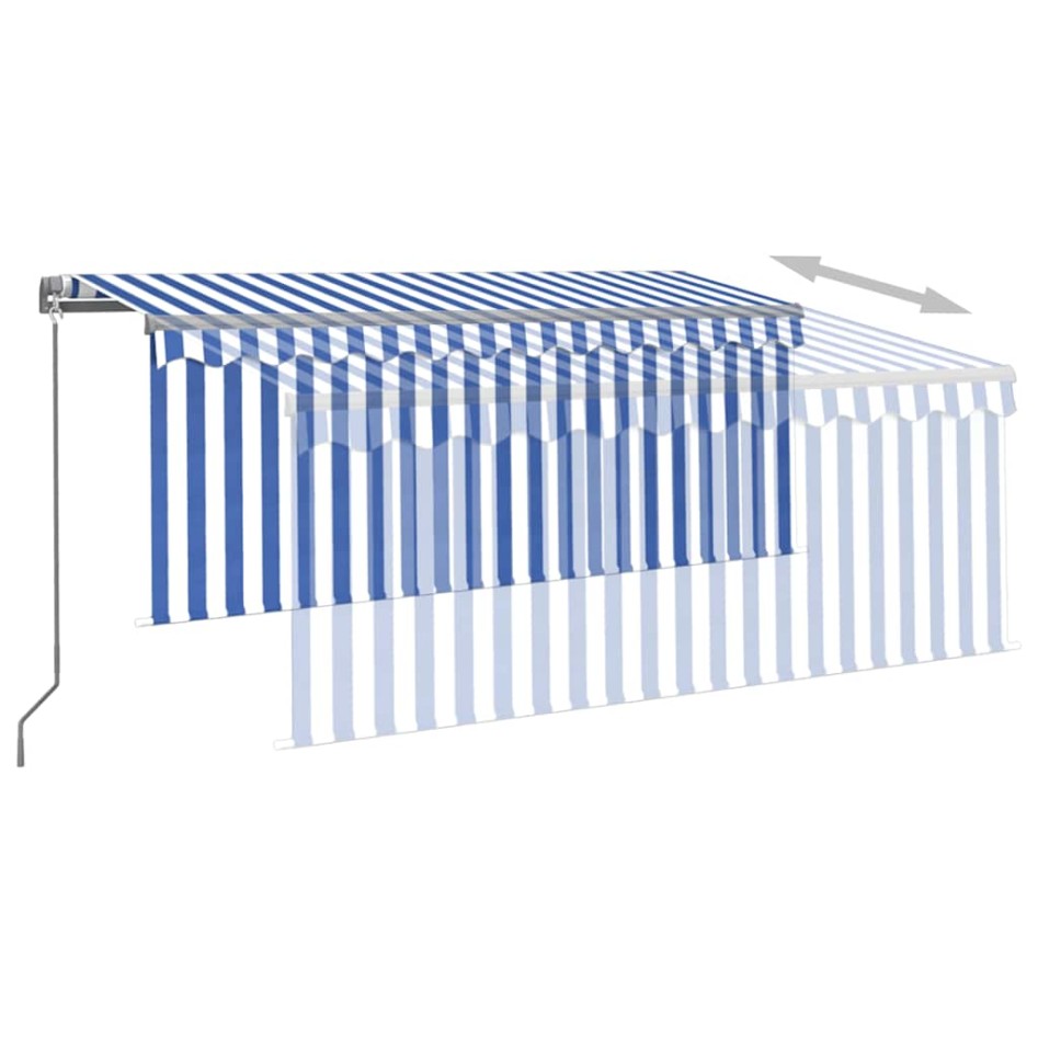 Toldo retráctil manual con persiana y LED azul y blanco 3x2,5