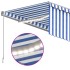 Toldo retráctil manual con persiana y LED azul y blanco 3x2,5