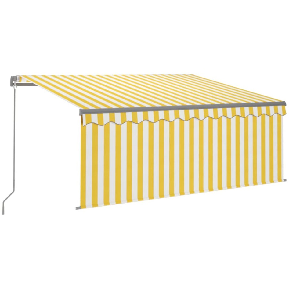 Toldo retráctil manual con persiana amarillo y blanco 3,5x2,5