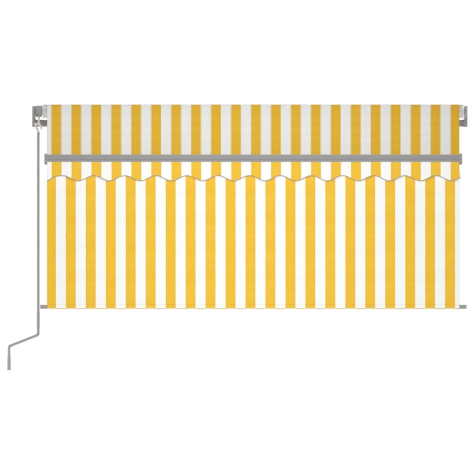 Toldo retráctil manual con persiana amarillo y blanco 3,5x2,5